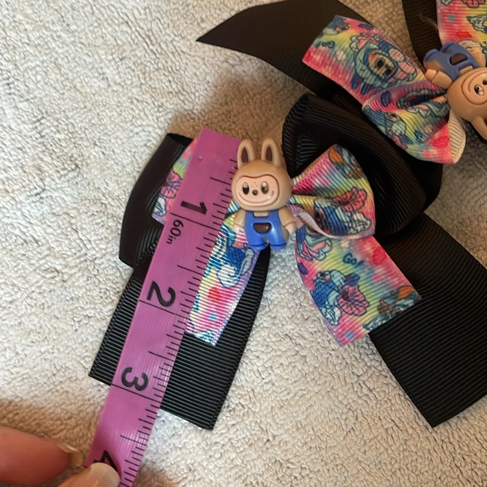 Black and Multicolor cartoon labubu Hair Bows for Kids nwt one pair